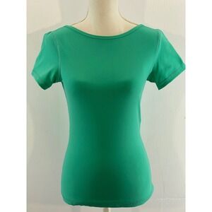 BuffBunny Women's Open Back Athletic Top Green Short Sleeve Shirt Size S